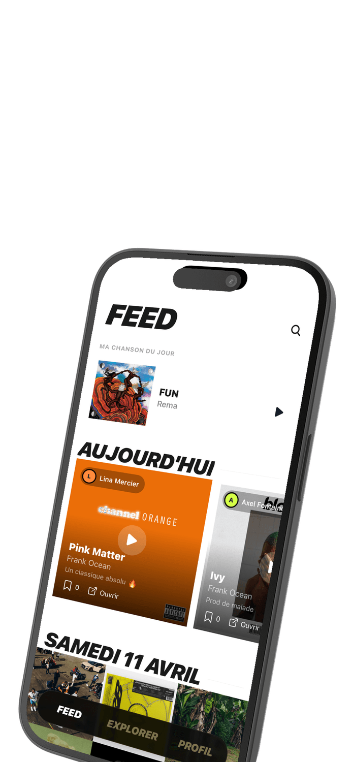 Écran Feed de l'app Digger